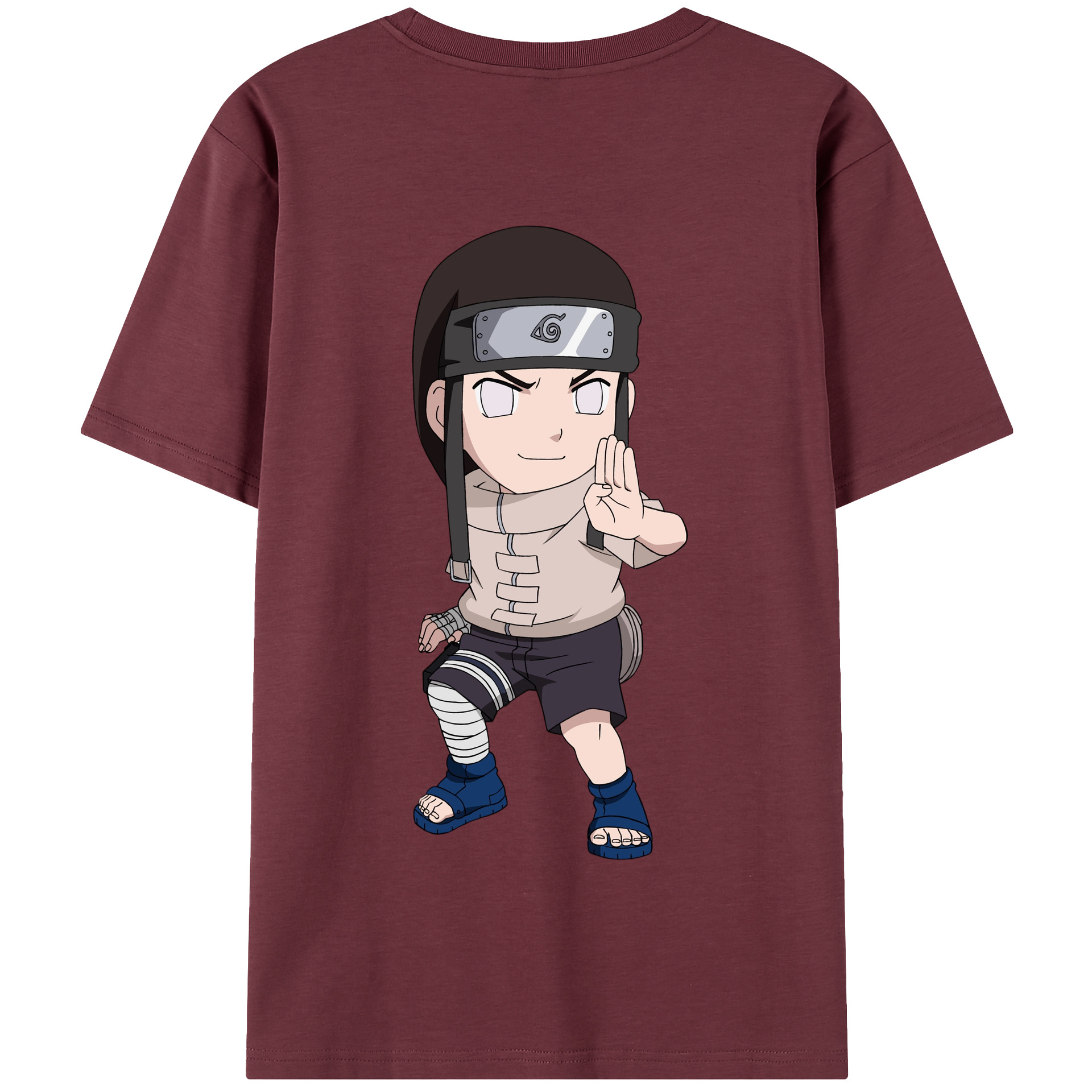 （画像用） NARUTO -ナルト- 日向ネジ Hyūga Neji 綿100％半袖Tシャツ（背面プリント）